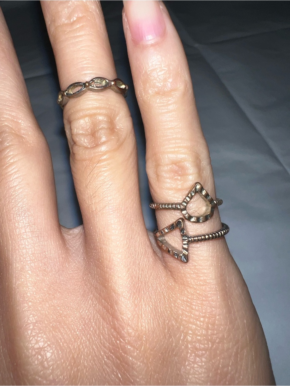 3 Women's Geometric Stackable Pinky or Midi Rings - Elegant Trio
